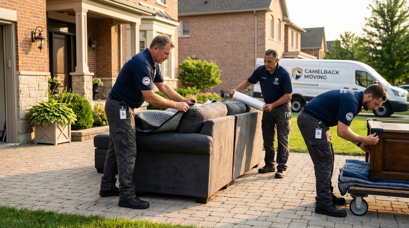 Large estate moving crew wrapping furniture in Arcanum, OH