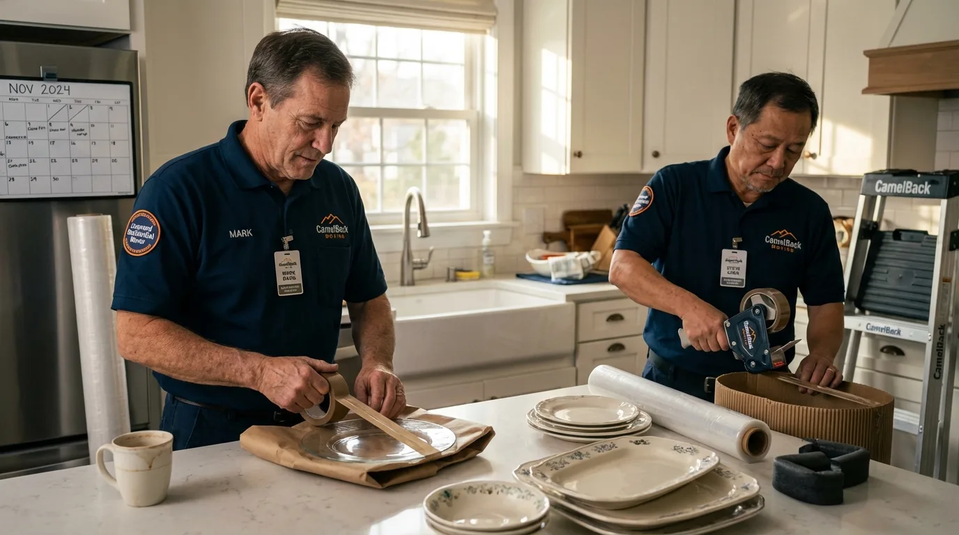 Professional crew packing kitchen dishware in Arcanum, OH